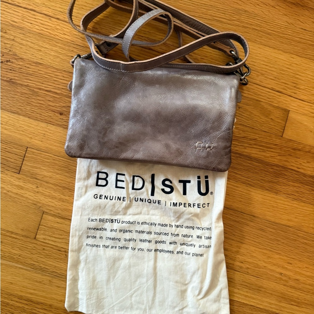BED|STU Leather Crossbody Bag - Grey/brown used one day